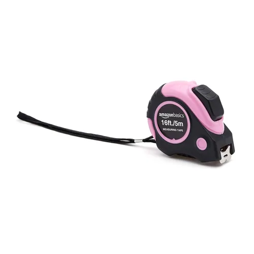 Miniatura 2 de Amazon Basics Cinta métrica retráctil con botón de presión, fácil de usar, 16 pies, rosa
