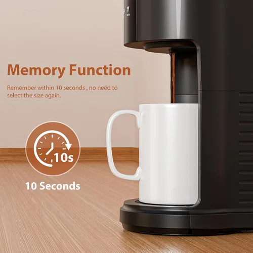 Miniatura 4 de WAA Cafetera de una sola porción, cafetera 2 en 1 para cápsulas y café molido, tamaño de preparación de 6 a 14 onzas, depósito extraíble de 40