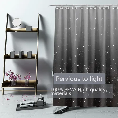 Miniatura 2 de Forro de cortina de ducha de 72 x 72 pulgadas, forro de ducha ligero de plástico impermeable 4G para baño, con agujeros de ojales y 3 pesos