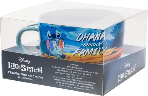 Miniatura 8 de Silver Buffalo Lilo and Stitch With Scrump Ohana Means Family - Juego de cucharas de cerámica para sopa, 24 onzas Lilo & Stitch: Ohana Means Family