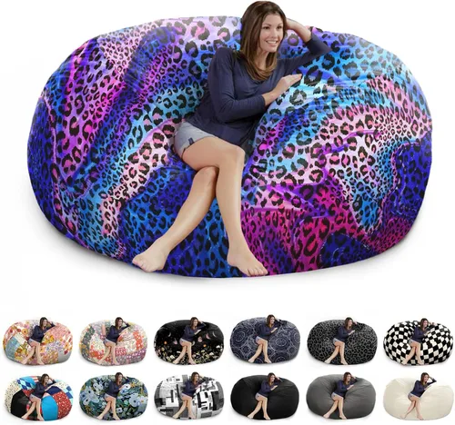 Miniatura 31 de Funda para puf gigante de 6 pies, suave y esponjoso de terciopelo holandés (sin relleno, solo cubierta), cómoda funda de puf de 6 pies, funda