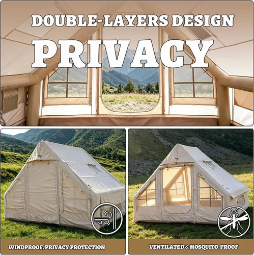 Miniatura 7 de Inflatable Camping Tents with Hand Pump, Air Glamping Tents, Easy Setup Waterproof and Windproof Blow up Tent, 4 Seasons Oxford Cabin Tent with Mesh