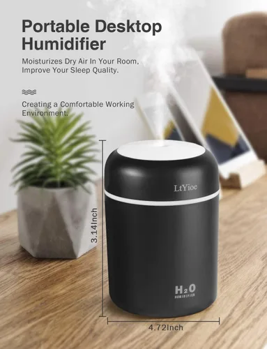Miniatura 5 de LtYioe Humidificador portátil mini humidificador para dormitorio, escritorio personal humidificador de aire de niebla fría con luz nocturna