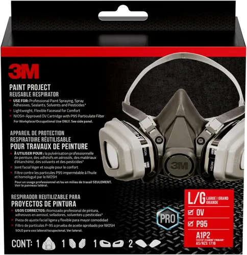 3M P95 / Respirador Reutilizable Para Proyecto de Pintura de Vapores Orgánicos 6311, Talla Grande, APROBADO POR NIOSH, Uso Para Pulverización