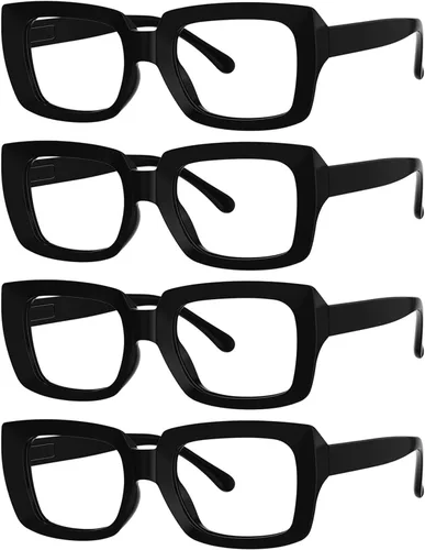 Miniatura 19 de Eyekepper Paquete de 4 lentes de lectura con bloqueo de luz azul, anteojos cuadrados de computadora de gran tamaño +0.00