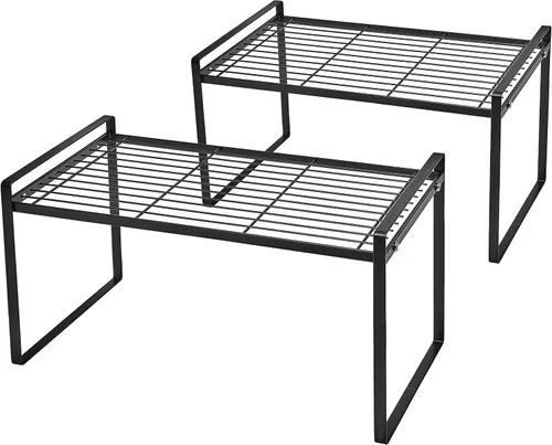 Miniatura 15 de Shantton Paquete de 2 estantes de gabinete de cocina, estante organizador de despensa, baño, dormitorio, oficina, mesa, escritorio, ahorro