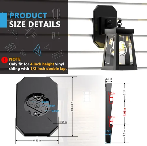 Miniatura 2 de Kit de montaje para revestimiento, bloque de montaje para revestimiento, bloque de montaje para luz exterior con caja eléctrica incorporada, placa