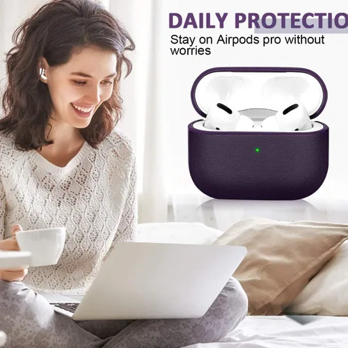 Miniatura 6 de JIELIELE Funda de actualización compatible con Airpods Pro, funda protectora de cuerpo completo de textura de cuero compatible con Airpods Pro