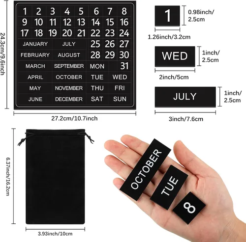 Miniatura 3 de 50 números magnéticos de calendario para pizarra blanca y refrigerador, días de la semana y meses, indicadores magnéticos de fechas del calendario