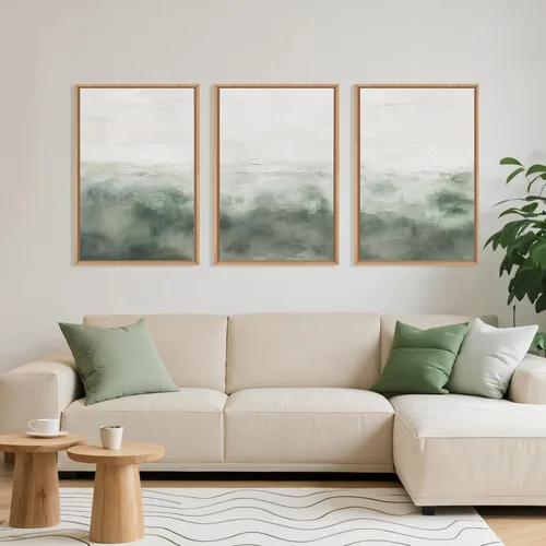 Miniatura 41 de Arte de Pared de Lienzo Enmarcado con Grandes Pinceladas Abstractas, Decoración de Pared Azul Marino Neutro, Pintura de Pared Moderna en Tonos