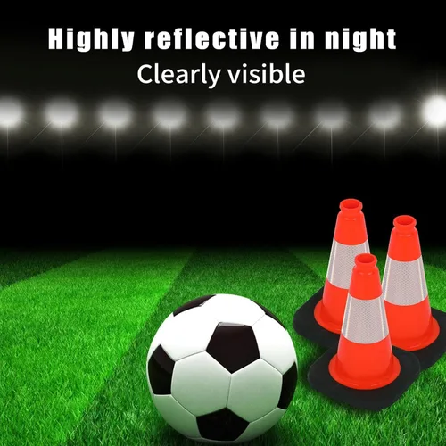 Miniatura 5 de BESEA Paquete de 4 conos de tráfico rojos de 12 pulgadas con collar reflectante de 4 pulgadas, conos de seguridad de PVC resistentes con base de 8.5