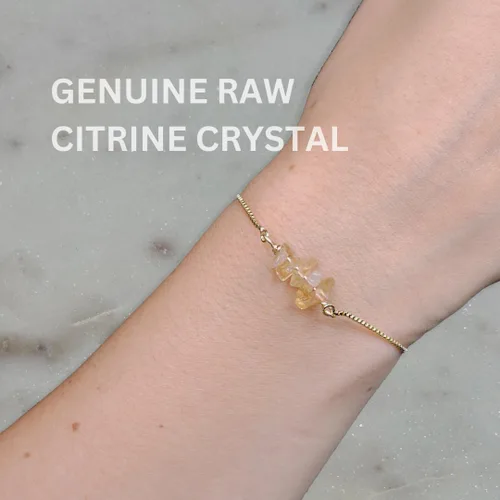 Miniatura 4 de Designs by Nature Gems Pulsera de piedra natal de cristal hecha a mano, pulsera de bolo de cadena deslizante ajustable, chapado en oro
