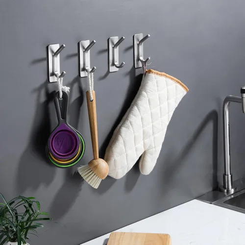 Miniatura 5 de DELITON Ganchos Adhesivos para Toallas de Baño - Paquete de 4 Ganchos Resistentes para Pegar en la Pared, Perchas Impermeables para Batas/Abrigos
