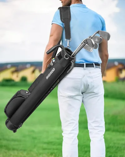 Miniatura 7 de Bolsa de Golf con Soporte, Bolsa de Golf Ligera Par 3 que Sostiene Hasta 7 Palos con Divisores Bidireccionales, Bolsillo Refrigerador, Correa