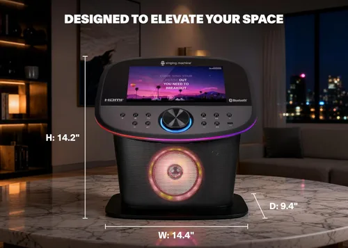 Miniatura 8 de Singing Machine Platinum Plus - Sistema de karaoke todo en uno con 2 micrófonos inalámbricos, Bluetooth/WiFi, altavoz de sonido portátil premium
