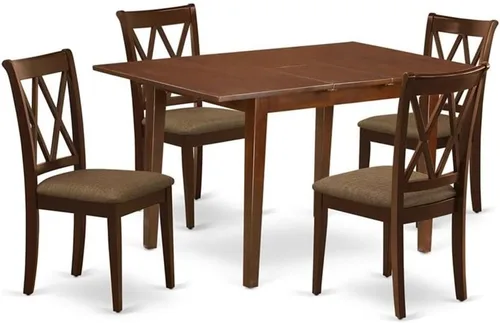 Miniatura 9 de East West Furniture PSCL5-MAH-W - Juego de mesa de comedor de 5 piezas, incluye una mesa de cocina rectangular con hojas de mariposa y 4 sillas