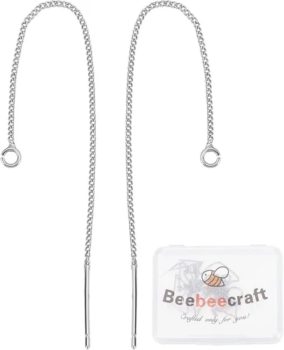 Miniatura 15 de Beebeecraft 10 unidades/caja de hilos de oreja de 4.055 in chapados en oro de 18 quilates, hilo largo para tirar de cadena larga con lazo para hacer