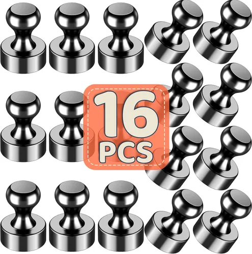 Miniatura 19 de 24 imanes de nevera, imanes para refrigerador, pequeños imanes fuertes, imanes de pizarra blanca para refrigerador, pasadores magnéticos para Negro