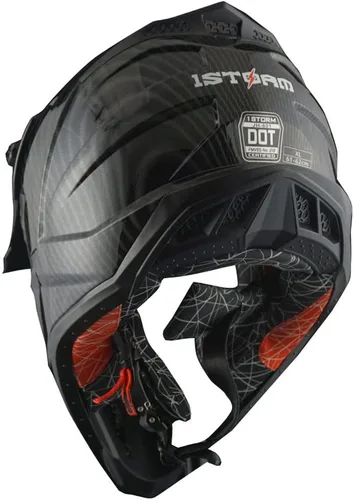 Miniatura 7 de 1Storm - Casco de motocross para adulto ATV Dirt Bike BMX MX, estilo pista de montaña JH601; paquete de casco de fibra de carbono negro, gafas