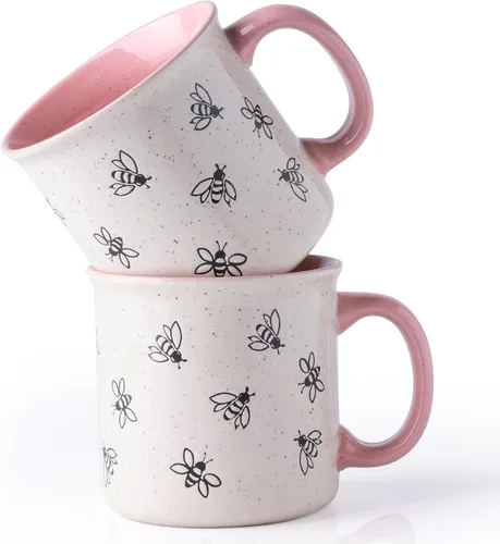 Miniatura 10 de AmorArc Juego de 2 tazas de café de cerámica grandes de 22 onzas, tazas de gran tamaño con mango grande para hombres, mujeres, papá, mamá, taza Negro