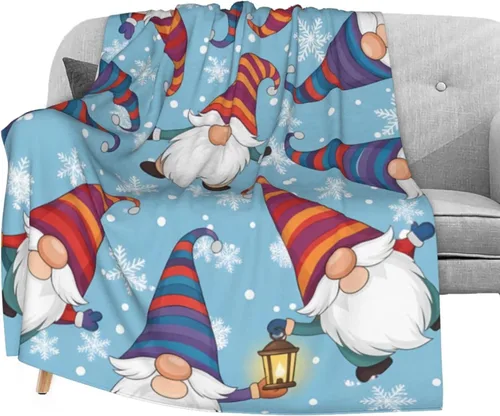 Miniatura 11 de Delerain Christmas Gnome Tomte Soft Throw Blanket 40"x50" Lightweight Flannel Fleece Blanket for Couch Bed Sofa Travelling Camping for Kids Adults