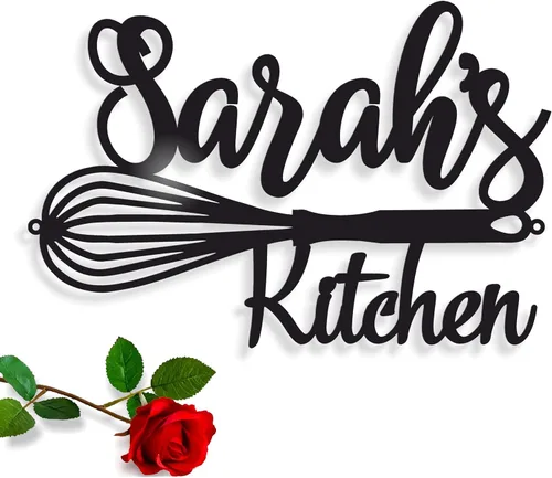 Miniatura 9 de Letrero de cocina de metal personalizado, letrero con nombre personalizado para decoración de granja, arte de pared para la cocina de mamá, regalo