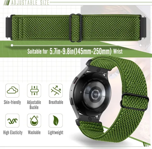 Miniatura 4 de Banda elástica de liberación rápida de 0.787 in compatible con Samsung Galaxy Watch 7 6 5 4 1.575 in 1.732 in/Garmin Vívoactive 6/5/3/3