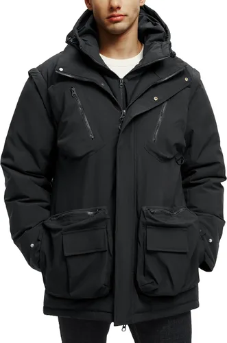 Abrigos de invierno para hombre, cálidos, resistentes al agua, inflados, con capucha, cortavientos, aislados, chaquetas tipo parka con capucha