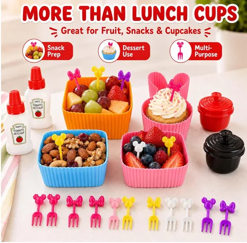 Miniatura 4 de Juego de 32 piezas de accesorios de caja Bento, divisores de silicona para lonchera, mini botella de ketchup, contenedor de aderezo para ensaladas