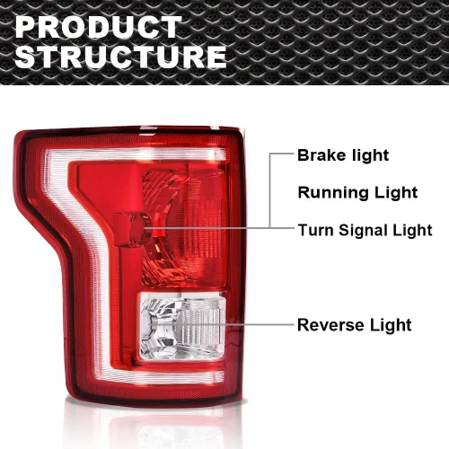 Miniatura 4 de CROSSDESIGN Conjunto de luz trasera sin bombillas lado izquierdo rojo compatible con Ford F150 SSV 2016 2017/Fit F150 (submodelo: Lariat, XL, XLT)