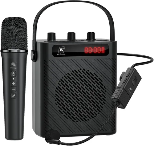 Amplificador de voz Bluetooth 5.3 de 40 W con micrófono de auriculares y micrófono de mano, sistema PA recargable portátil para profesores y