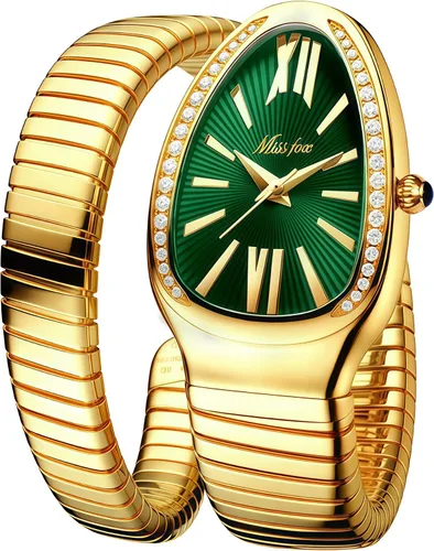 Miniatura 9 de MASTOP Reloj de cara de serpiente para mujer, con forma de serpiente, relojes para mujer, relojes impermeables de acero delicado para mujer, relojes