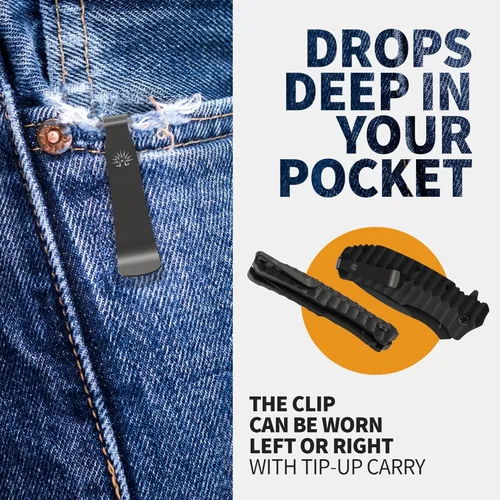 Miniatura 5 de Off-Grid Knives - Apagón de fuego rápido - Cuchillo plegable grande para acampar y EDC, acero de hoja criogénico D2, revestimiento de nitruro
