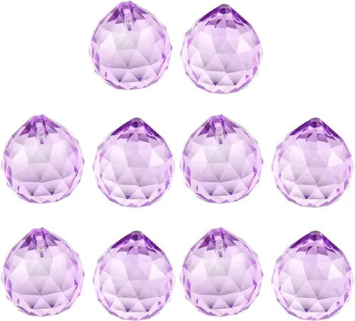 Miniatura 18 de Queenbox - 10 colgantes colgantes de cristal de 1.575 pulgadas (1.575 in) con agujero para lámpara de araña Feng Shui ventana, color azul claro
