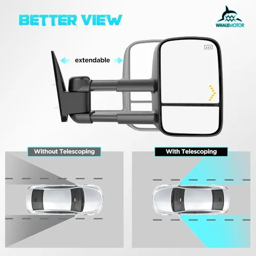 Miniatura 4 de Espejos de remolque calefactables compatibles con Chevy Silverado GMC Sierra 2003-2007 (2007 Classic) 1500 2500 3500, Tahoe Suburban Avalanche Yukon