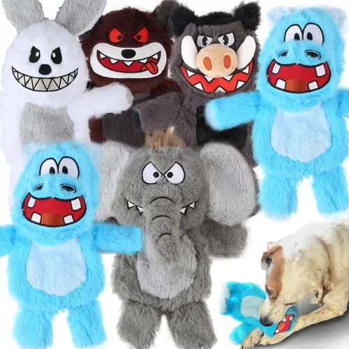Miniatura 10 de Bzonsmart Paquete de 5 Juguetes Chirriantes para Perros. Juguetes de Masticación de Peluche Resistentes para Perros. Juguetes Interactivos