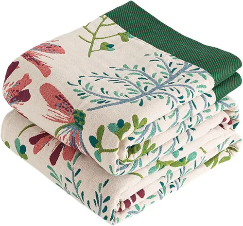 Miniatura 18 de VANJOROY - Manta bohemia de 100% algodón orgánico, transpirable, ultrasuave, decoración rústica, manta decorativa con diseño floral para todas