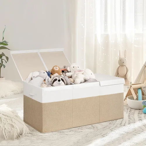 Miniatura 9 de INDRESSME Caja de juguetes extra grande de 185L, organizador de almacenamiento de juguetes, contenedores de almacenamiento plegables con tapas, baúl