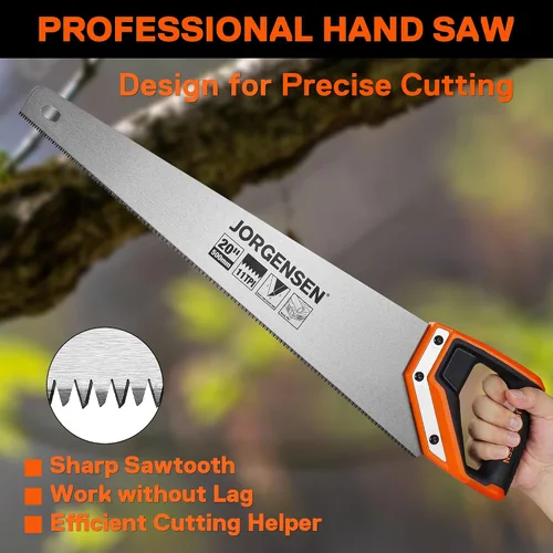 Miniatura 7 de JORGENSEN Sierra de mano Pro de 20 pulgadas, 11 TPI de corte fino ergonómica con mango de aluminio no deslizante por soldadura ultrasónica