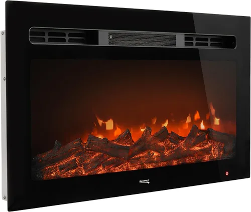 RecPro Chimenea de RV | Chimenea eléctrica empotrada | Vidrio con vista de tronco | Incluye control remoto (26 pulgadas de ancho)