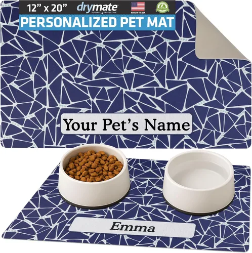 Miniatura 16 de Drymate Mantel individual personalizado para tazón de mascotas, tapete personalizado de alimentación de alimentos para perros y gatos, tela Lino