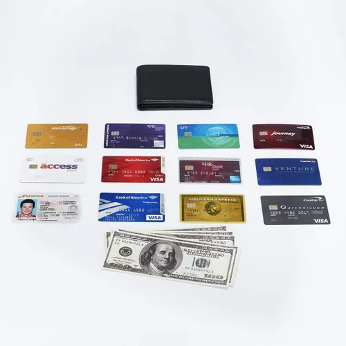 Miniatura 6 de KALMOR Cartera de cuero plegable con bloqueo RFID para hombre con ventana de identificación