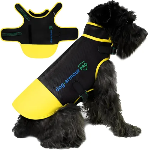Miniatura 8 de Chaleco de protección para perros contra ataques, chaleco antimordeduras y antipenetración para coyotes, perros agresivos y aves de presa, Amarillo