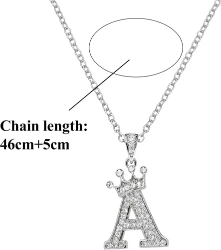 Miniatura 3 de Collar con inicial personalizable, 26 letras inglesas, collar con colgante de diamante completo para mujer, collar de diamantes de imitación