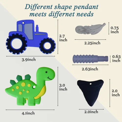 Miniatura 2 de KongNai - Collar masticable para niños sensoriales, 5 collares masticables para niños y niñas con autismo, TDAH, colgante de silicona masticable