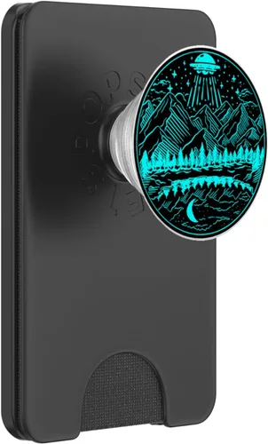 Miniatura 7 de Galaxy UFO Abduction Space Astronaut Nature Lake Moon Alien PopSockets intercambiables PopGrip