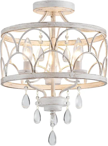 Miniatura 21 de Lámpara de techo de cristal, moderna lámpara de araña pequeña, lámpara de techo semiempotrada dorada de granja, accesorios de iluminación de pasillo