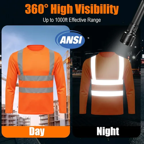Miniatura 5 de HYCOPROT Hi Vis - Camisas de seguridad de manga larga de alta visibilidad, camisa reflectante para hombres y mujeres, camiseta de construcción