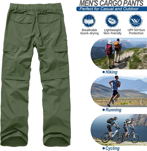 Miniatura 6 de Pantalones de senderismo para hombre, de secado rápido, ligeros, convertibles, con cremallera, para trabajo