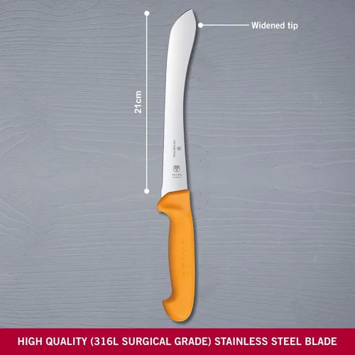 Miniatura 4 de Victorinox Swibo - Cuchillo para desollar de 8 pulgadas, borde recto, punta ensanchada, acero inoxidable, apto para lavavajillas, naranja